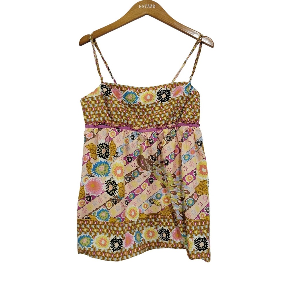 Chelsea & Violet Patchwork Cami Top Womens Medium Peacock Floral Eclectic Y2K